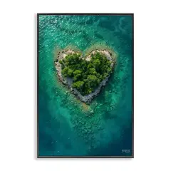 Stupell Industries Heart Shaped Island Framed Giclee Wall Art Design by RB