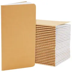 Paper Junkie 24-Pack H5 Kraft Paper Journal Notebooks, 4x8 Inches Lined Travel Pack with 80 Pages for Students, Drawing, Sketchbook, School Notes, Office Supplies Brown