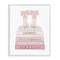 Stupell Industries Chic Shoes Glam Bookstack Framed Giclee Art White Frame