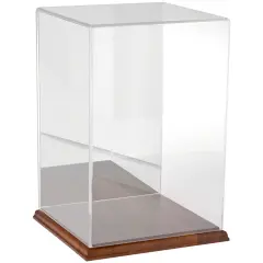 Plymor Clear Acrylic Display Case, 8" W x 8" D x 12" H Hardwood (Mirrored)