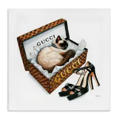 Stupell Industries Glam Cat Shoebox Canvas Wall Art Design by Amanda Greenwood