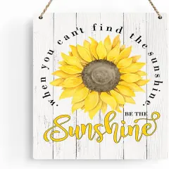 Rustic Be the Sunshine Wood Hanging Sign, Farmhouse Summer Sunshine Artwork Decor, Sunflowers Wooden Plaque Sign Wall Art Decor Signs Summer Home Office Decoration 8x10 Inches