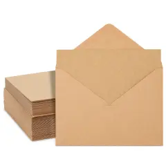 50 Pack Blank Cards and Envelopes 5x7, Kraft Paper A7 Notecards for DIY Open When Letters, Wedding Invitations, Birthday Cards Brown
