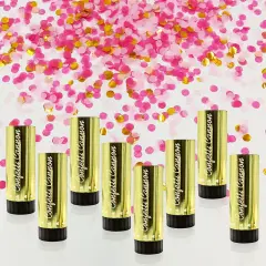 8 PCS Confetti Poppers Cannons for Gender Reveal Wedding Birthday Graduation Baby Shower Anniversary Christmas New Year's Kids Fun Party Supplies Decorations and Favors (Pink + Gold)