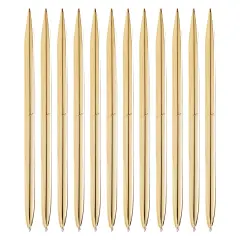 12 Pack Gold Ballpoint Pens for Wedding Guest Book, Bulk Office Supplies, Black Ink, 1mm Medium Point (Metallic, 6.4 In)