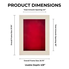 Natural Whitewash Wood Shadow Box Frame with Acrylic Front - Red Suede Backing, 30 Sizes