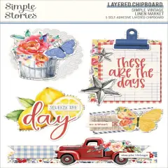 Simple Vintage Linen Market Chipboard-Layered