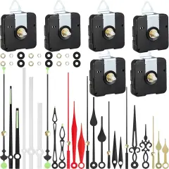 6 Pieces High Torque Clock Movements Long Shaft Clock Movement Mechanism with 8 Different Pairs of Repair Parts for Design Replacement Repairing Accessories