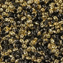 Matubo 2-Hole Czech Glass Special Coating/Finish Superduo Beads, 100g Jet Amber