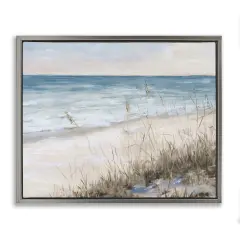 Stupell Industries Traditional Beach Coast Line Framed Floater Canvas Wall Art Gray Floater Frame