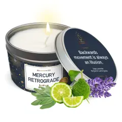 Magnificent 101 Long Lasting Mercury Retrograde Smudge Tin Candle | 6 Oz - 35 Hour Burn | Made of Soy Wax with Sage, Lemongrass, Lavender, Bergamot for Relaxation, Chakra Healing & Manifestation Multicolor
