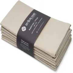 Cotton Napkins, 100% Ring Spun Premium Cotton, for Restaurants, Events and Dinner Napkins, Highly Absorbent Cloth Napkins, 6 Pack, 18 x 18 Inch | Beige
