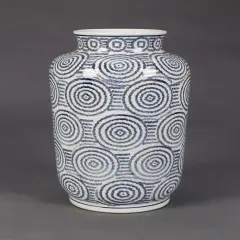 AA Importing Blue and White Circles Porcelain Vase