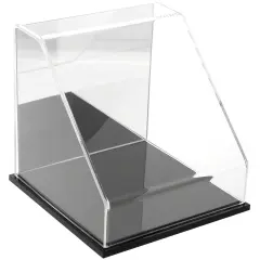 Plymor Clear Acrylic Slanted Front Display Case, 8" x 8" x 8" Black (Mirrored)