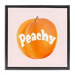 Stupell Industries Peachy Fruit Typography Framed Floater Canvas Wall Art Design by Ashley Singleton