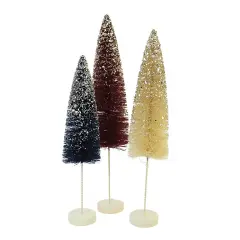 Bethany Lowe 14.0 Inch Firework Bottle Brush Trees Patriotic Decorative Tree Set , Multi Seasonal Decor July 4Th Red White Blue Multicolored