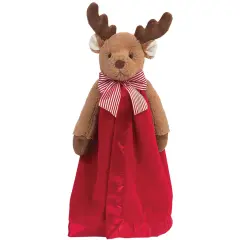 Bearington Baby Lil' Reindeer Snuggler, 15 Inch Christmas Plush Stuffed Animal Security Blanket Lovey for Babies, For Ages 0-3 Multicolor