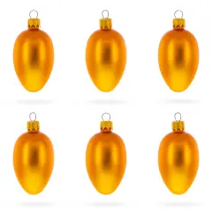 Set of 6 Matte Gold Mini Glass Egg Ornaments 2.9 Inches