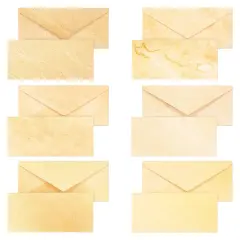 48-Pack Old Fashioned Vintage Envelopes for Writing Letters with 6 Decorative Antique Styles, Classic Aged Blank Envelopes for Party Invitations, Home Stationery Supplies (8.7x4 in) Brown