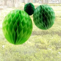 5Pcs 3-8 inch Honeycomb Balls Party Pom Poms Paper Balls Set - Green