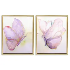 Stupell Industries Girls Glam Butterfly Wings Framed Floater Canvas Wall Art Gold Floater Frame