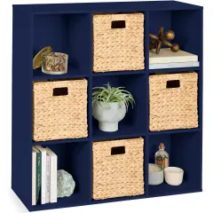 Best Choice Products 9-Cube Bookshelf, 13.5in Display Storage System, Organizer w/ Removable Back Panels Navy