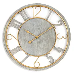 Sorbus Wooden Modern Wall Clock - Large 24-Inch Wall Clock - Battery Operated Analogfor Living Room and Kitchen D&eacute;cor Gray