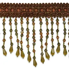 5 yards of Kirsten Scalloped Bead Fringe Trim | 5 yard cut Brown Multi