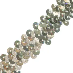 5 yards of 2 Row 7/8" Starlight Hologram Stretch Sequin Trim | 5 yard cut Silver
