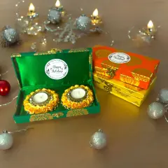 Happy Holiday Gift Boxes, Candle Holder Christmas Gift Box Hamper Basket, for Employees, Home Office Friends , Family & Relatives