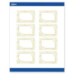 Avery Printable Rectangle Labels with Sure Feed Technology, Pre-Printed Gold Florals, Matte White, 2" x 3", Laser & Inkjet Compatible, 80 Total, Great for Branding, Marketing, and Events