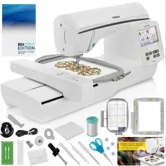 Brother NQ1700E Embroidery Machine, 6" x 10" Field Size, Cuts Jump Stitches, Wireless, Includes BES Lettering Software + Brother Magnetic SAMF180 Hoop + Mr. Vac & Mrs. Sew - Embroidery Magic Video