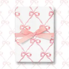 6 Sheets Pink Bow Wrapping Paper -Not Roll- Gift Wrap Paper Folded Flat Large Craft Paper for Birthday Baby Shower Party Supplies, 27.6 x 39.4 Inch