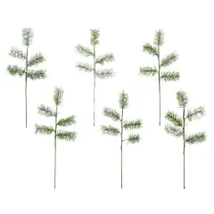 Flocked Evergreen Picks 6ct Snow Frosted Christmas Floral Stems