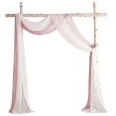 Wedding Arch Draping Fabric 3 Panels 20Ft Chiffon Fabric Drapes Arbor Drapery Wedding Ceremony Reception Swag Decorations (Dusty Rose +Blush +White)