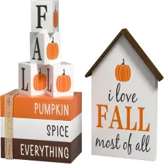 8 Pcs Fall Tiered Tray Decor