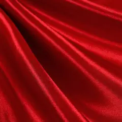 1 Yard Red Stretch Charmeuse Satin Fabric, 60" Wide, Soft Shiny Polyester Spandex for Gowns, Wedding Decor & Costumes
