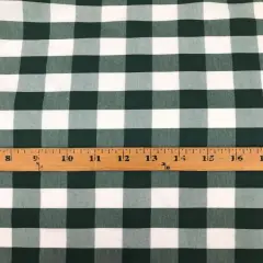1 Yard Hunter Green 1 Inch Traditional Gingham Checkered Poly Cotton Fabric 58/59 Inch Wide Non-Stretch
