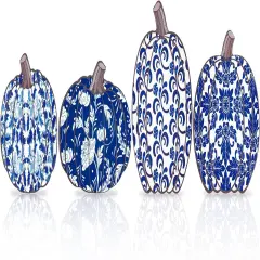 4PCS Fall Pumpkin Wood Centerpiece Table Decor