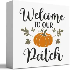 Fall Wooden Box Sign Desk Decor, 5.1 X 5.1 Inch