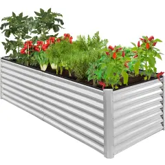 Best Choice Products 8x4x2ft Outdoor Metal Raised Garden Bed, Planter Box for Vegetables, Flowers, Herbs Galvanized