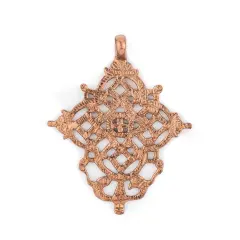 Dessie Ethiopian Copper Cross Pendant (85x70mm): Authentic Ethiopian East African Design for Jewelry & Necklace Making