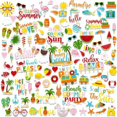 100 Pcs Summer Themed Paper Die Cuts Cardstock Scrapbook Die Cuts Scrapbooking Summer Cut Outs Scrapbook Embellishments