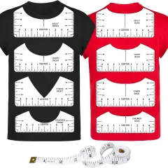 9Pcs Tshirt-Ruler Guide to Center Vinyl, Transparent V-Neck/Round PVC Ruler for Alignment