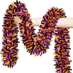 50FT Halloween Tinsel Garland Decorations - Orange Black Purple
