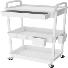 3 Tier Rolling Utility Cart with Drawer-Utility Cart Made of Multifunctional Storage Organizer