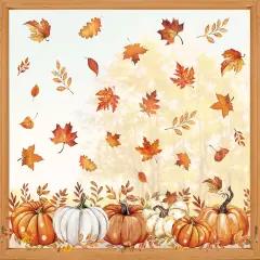 Fall Window Clings Stickers - Leaves Pumpkin