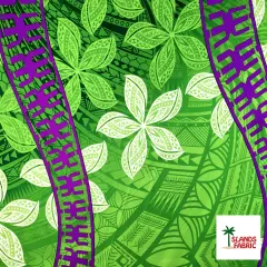 1 Yard Plumeria Peachskin Fabric With Curved Double Border For Apparel Crafts And Elegant D&eacute;cor 45 Inch Lime Green