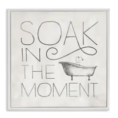 Stupell Industries Vintage Bathroom Soak Phrase Framed Giclee Art White Frame