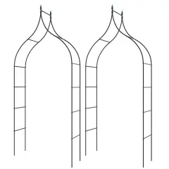 Costway 1/2 PCS Garden Arbor with Multiple Side Crossbars Powder-coated Metal Tubes